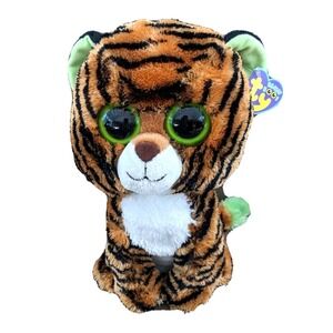 New TY Beanie Boos STRIPES the Tiger Green Orange Big Cat Plush 9'' Medium